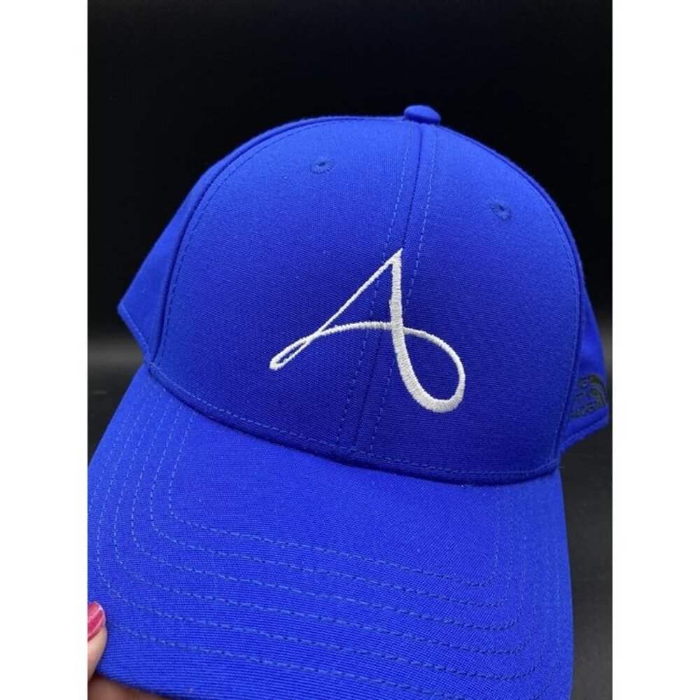 The North Face Cursive A Logo Bright Blue Hat Hiking Baseball Cap - Picture 12 of 12